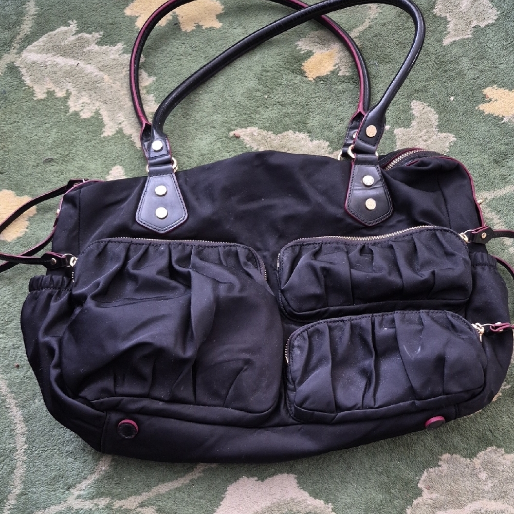 MZ Wallace Black Baby Bag with Red Accents